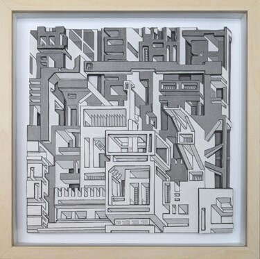 Colagens intitulada "City Expansion Voxe…" por Michaël Aubanel, Obras de arte originais, Colagens Montado em Outro painel rí…