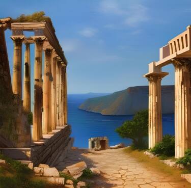 Artes digitais intitulada "Greek island 0000" por Michael C Bertsch, Obras de arte originais, Trabalho Digital 2D