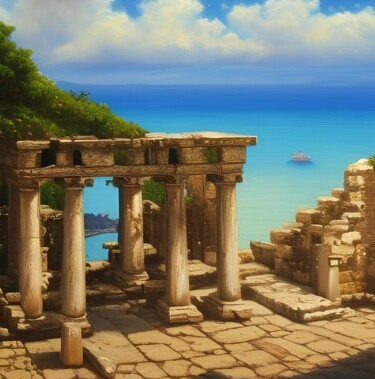 Artes digitais intitulada "greek island 00000" por Michael C Bertsch, Obras de arte originais, Trabalho Digital 2D