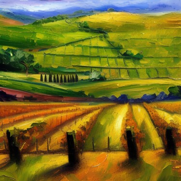 Arte digitale intitolato "Wine fields" da Michael C Bertsch, Opera d'arte originale, Modellazione 3D