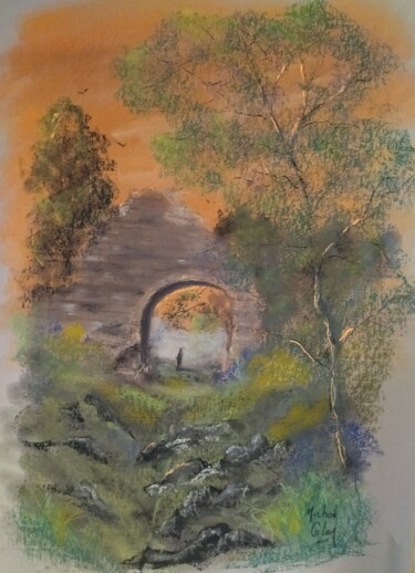 Painting titled "Passage mystérieux" by Michael Calon, Original Artwork, Pastel