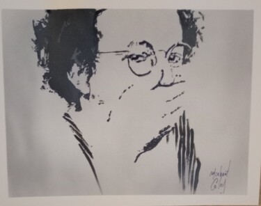 Painting titled "Coluche" by Michael Calon, Original Artwork, Acrylic