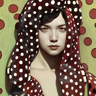 Painting titled "Polka Dots Fantasy6" by Michael Cheung, Original Artwork, Acrylic Mounted on Wood Stretcher frame