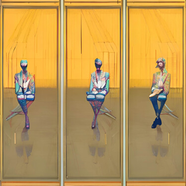 Pittura intitolato "Three Poses" da Michael Cheung, Opera d'arte originale, Acrilico Montato su Telaio per barella in legno