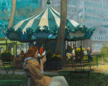 Peinture intitulée "Bryant Park" par Michael Connors, Œuvre d'art originale, Huile