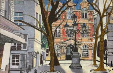 Peinture intitulée "Place du Tertre à P…" par Michaël D'Auria, Œuvre d'art originale, Huile