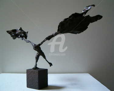 Sculpture titled "l'hélifeuilleptère" by Michael Dumont, Original Artwork, Metals