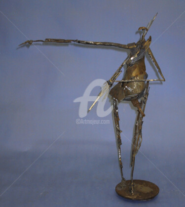 Sculpture intitulée "L'homme équerre" par Michael Dumont, Œuvre d'art originale, Métaux
