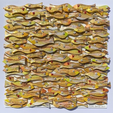 Skulptur mit dem Titel "diamonds are a fish…" von Michael Fantozzi, Original-Kunstwerk, Acryl Auf Holzplatte montiert