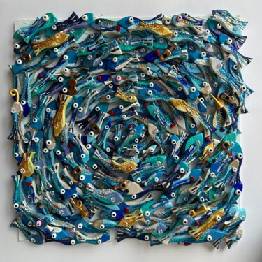 "blue circle" başlıklı Heykel Michael Fantozzi tarafından, Orijinal sanat, Akrilik Ahşap panel üzerine monte edilmiş