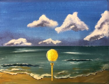 Malerei mit dem Titel "Relaxen am Meer" von Michael Henning, Original-Kunstwerk, Acryl