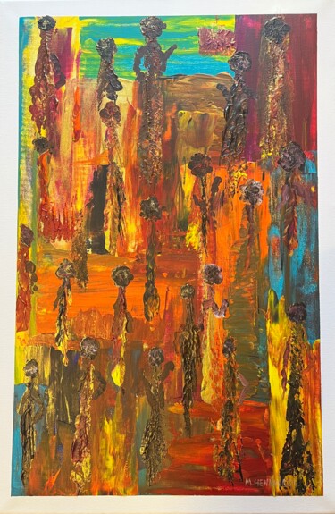 Картина под названием "Zuviel" - Michael Henning, Подлинное произведение искусства, Акрил Установлен на Деревянная рама для…