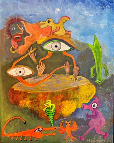 Malerei mit dem Titel "Gedankengut" von Michael Henning, Original-Kunstwerk, Acryl