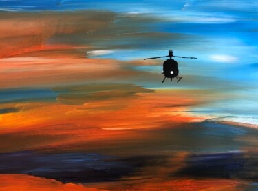 Painting titled "Heli im Abendrot" by Michael Henning, Original Artwork, Acrylic