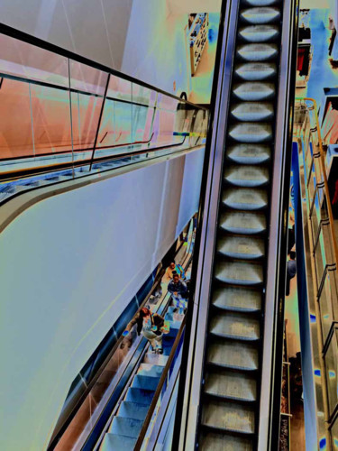 Fotografia intitulada "escalators-in-londo…" por Michael Duke, Obras de arte originais, Fotografia Manipulada