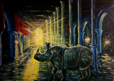 Peinture intitulée "promenade nocturne" par Michael Jiliak, Œuvre d'art originale, Acrylique