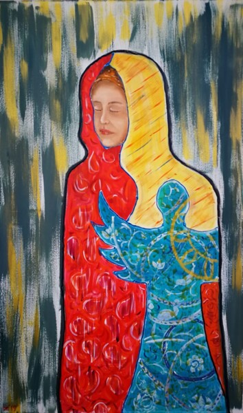 Peinture intitulée "La déesse du destin" par Michael Jiliak, Œuvre d'art originale, Acrylique