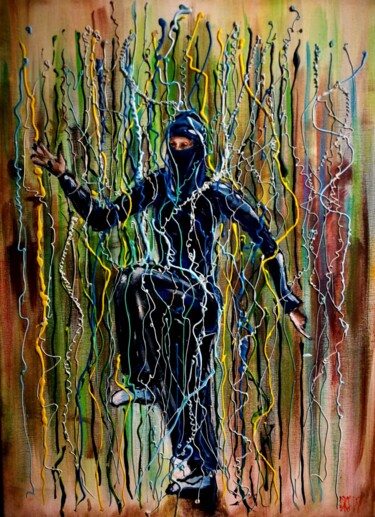 Peinture intitulée "Danse introvertie." par Michael Jiliak, Œuvre d'art originale, Acrylique
