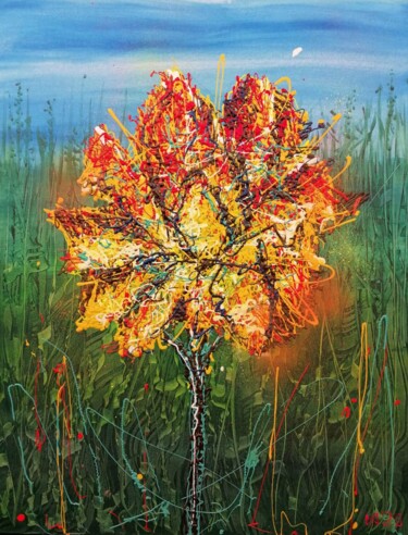 Peinture intitulée "Fleur de terre sas…" par Michael Jiliak, Œuvre d'art originale, Acrylique
