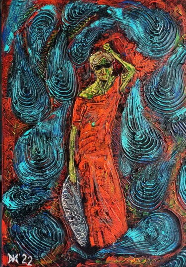 Картина под названием "Dame avec un sac à…" - Michael Jiliak, Подлинное произведение искусства, Акрил