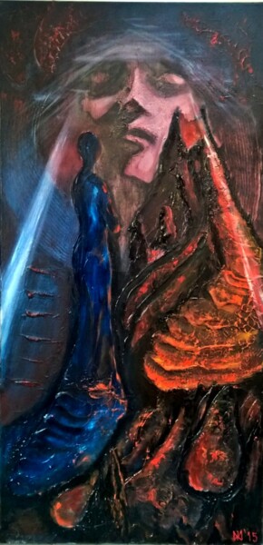 Painting titled "L'explosion du Mont…" by Michael Jiliak, Original Artwork, Oil