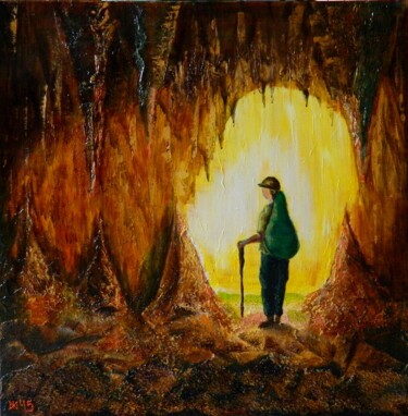 Malerei mit dem Titel "La Grotte" von Michael Jiliak, Original-Kunstwerk, Öl