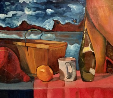 Painting titled "Still life with Per…" by Michael Kent, Original Artwork, Oil