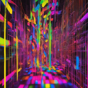 Digitale Kunst mit dem Titel "Neonstrings" von Michael Konradi, Original-Kunstwerk, KI-generiertes Bild