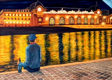 Painting titled "musée d'Orsay la nu…" by Michael Le Lann, Original Artwork, Oil Mounted on Wood Stretcher frame