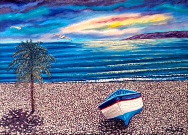 Peinture intitulée "bord de mer, Cros d…" par Michael Le Lann, Œuvre d'art originale, Huile Monté sur Châssis en bois