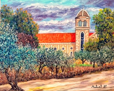 Картина под названием "le monastère de Lat…" - Michael Le Lann, Подлинное произведение искусства, Масло Установлен на Деревя…