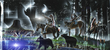 Pittura intitolato "Buffalo Dreams" da Michael Lee Willcuts, Opera d'arte originale, Lavoro digitale 2D
