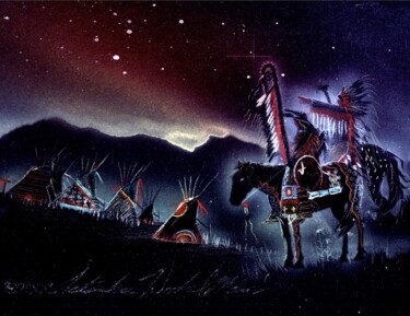 Painting titled "Crazy Horse & Sitti…" by Michael Lee Willcuts, Original Artwork, Airbrush