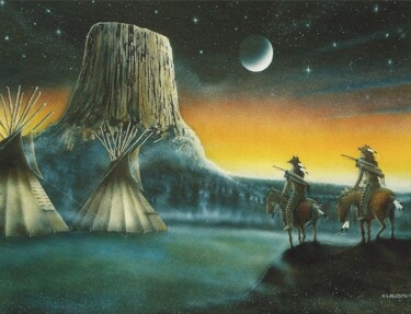 Schilderij getiteld "El Tonweyapi" door Michael Lee Willcuts, Origineel Kunstwerk, Airbrush