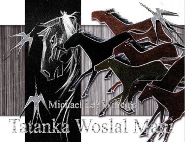 Peinture intitulée "Tatanka Woslal Mani" par Michael Lee Willcuts, Œuvre d'art originale, Aérographe