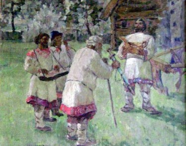 Painting titled "Iliya Muromets" by Michael Levin, Original Artwork, Oil