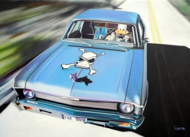 Pintura intitulada ""Deathproof"" por Michael Loeb, Obras de arte originais, Óleo