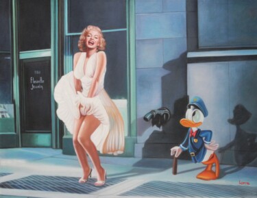 Painting titled "DEMURE BEHAVIOR IN…" by Michael Loeb, Original Artwork, Oil