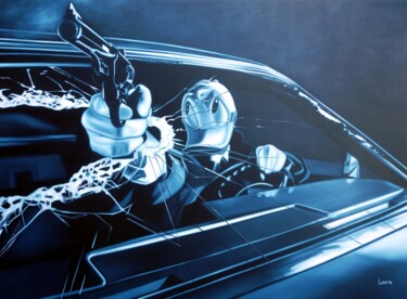 Ζωγραφική με τίτλο "The enforcer" από Michael Loeb, Αυθεντικά έργα τέχνης, Λάδι Τοποθετήθηκε στο Ξύλινο φορείο σκελετό