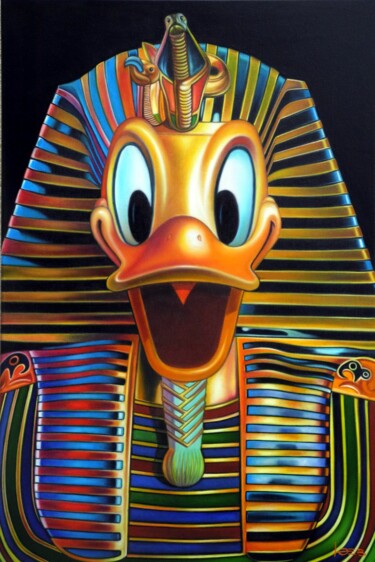 Painting titled "Tutanchduck" by Michael Loeb, Original Artwork, Oil Mounted on Wood Stretcher frame