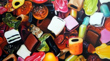 Painting titled "HARIBO COLOR-RADO" by Michael Loeb, Original Artwork, Oil Mounted on Wood Stretcher frame