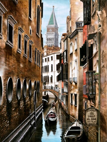 Картина под названием "Canal Del Lovo" - Michael Neamand, Подлинное произведение искусства, Акрил Установлен на Деревянная р…