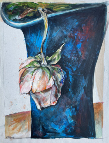 "Verwelkte Rose in b…" başlıklı Resim Michael Rehr-Hoffmann tarafından, Orijinal sanat, Akrilik