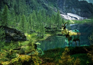 Digitale Kunst mit dem Titel "Lago di Sascòlo; Pa…" von Michael Robohm, Original-Kunstwerk, Fotomontage