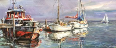 Painting titled "Sea Weekday" by Michael Slutsker, Original Artwork, Oil