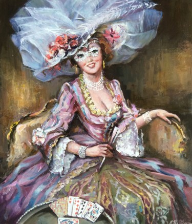 Painting titled "Woman at the Carniv…" by Michael Slutsker, Original Artwork, Oil