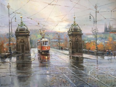 Malerei mit dem Titel "The Bridge of Legii" von Michael Slutsker, Original-Kunstwerk, Öl