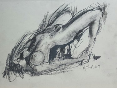 Drawing titled "Nude 00Z" by Michael Thom, Original Artwork, Charcoal