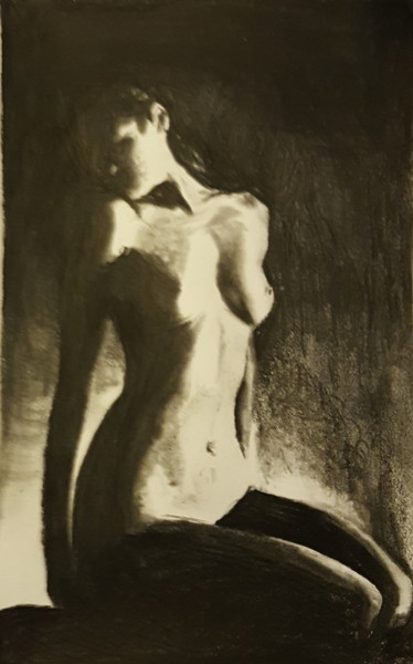 Рисунок под названием "Nude graphite 1" - Michael Thom, Подлинное произведение искусства, Карандаш