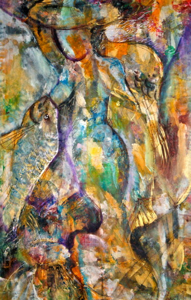 Painting titled "crepuscule au marché" by Michael Wong Loi Sing, Original Artwork